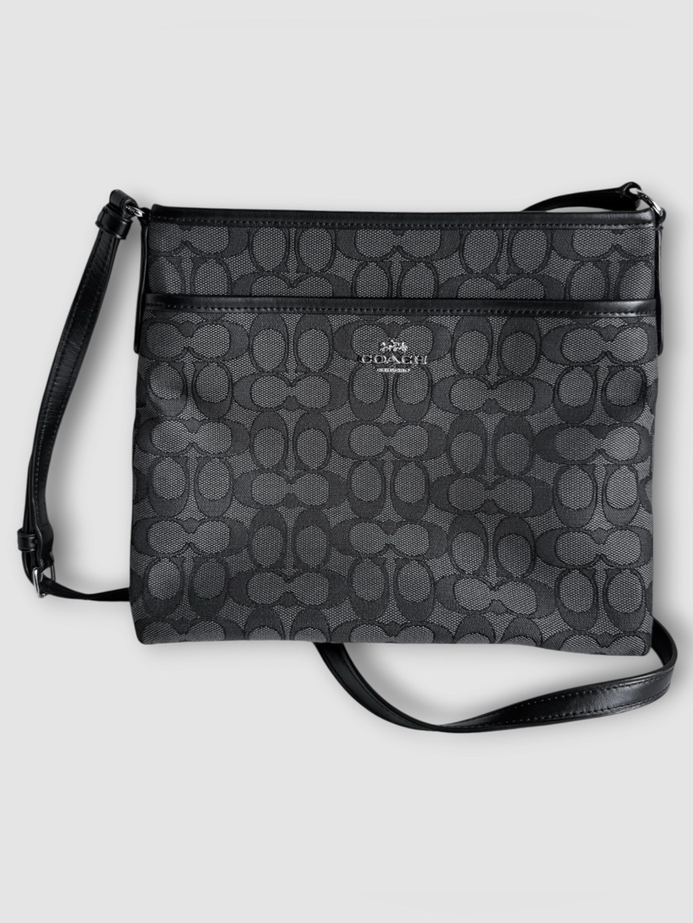 NWOT Coach File Crossbody in Signature Jacquard Black Smoke/Black